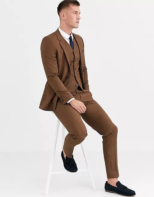 ASMPN011_2 ASOS pánske elegantné nohavice hnedá