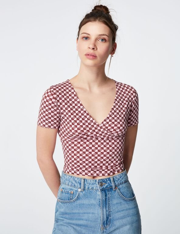 DCMJWTS043_2 Jennyfer dámsky bavlnený crop top (krátke letné tričko) – fialová