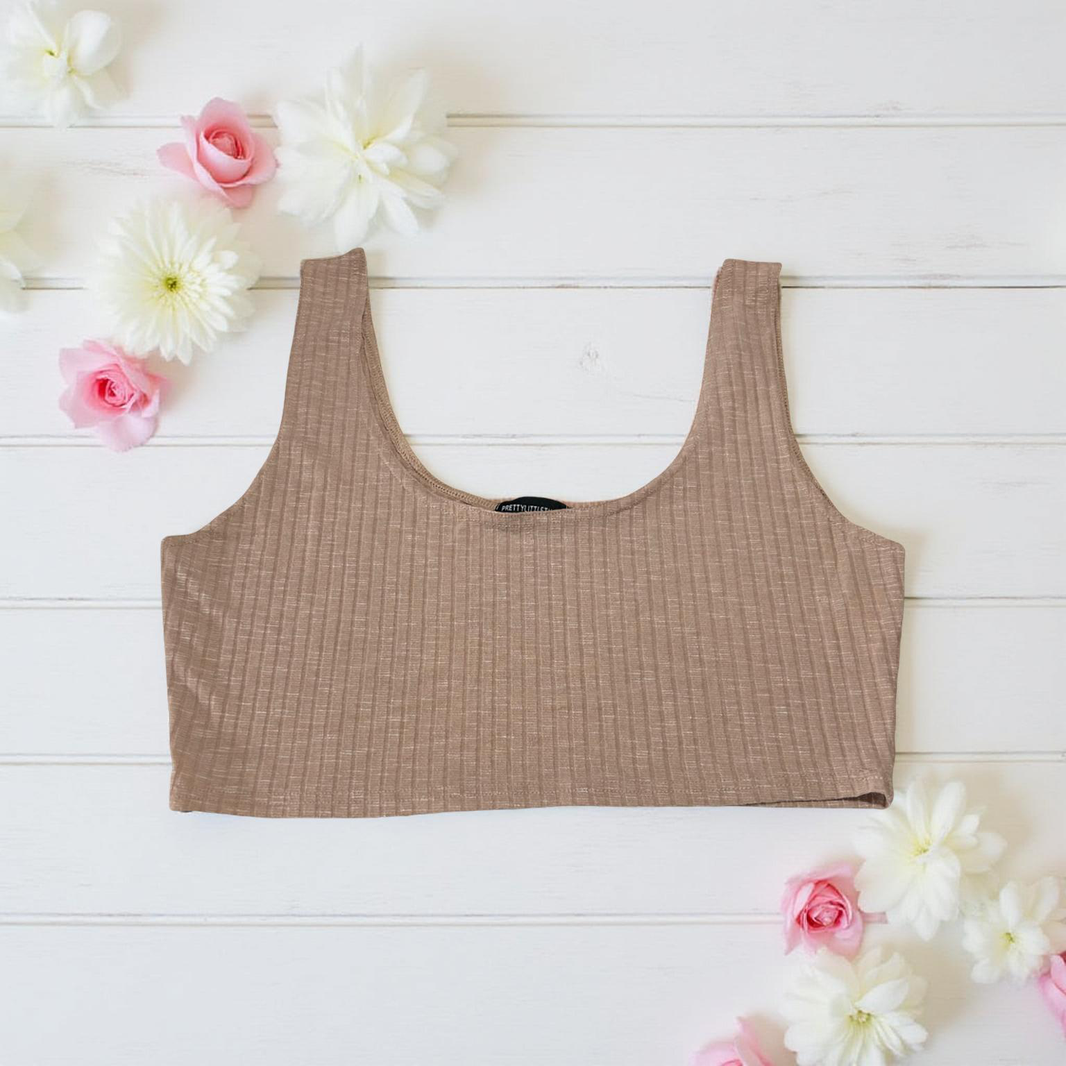 IMG_6185 PRETTYLITTLETHING dámsky crop top (krátke letné tričko) – béžová – Obrázok 3