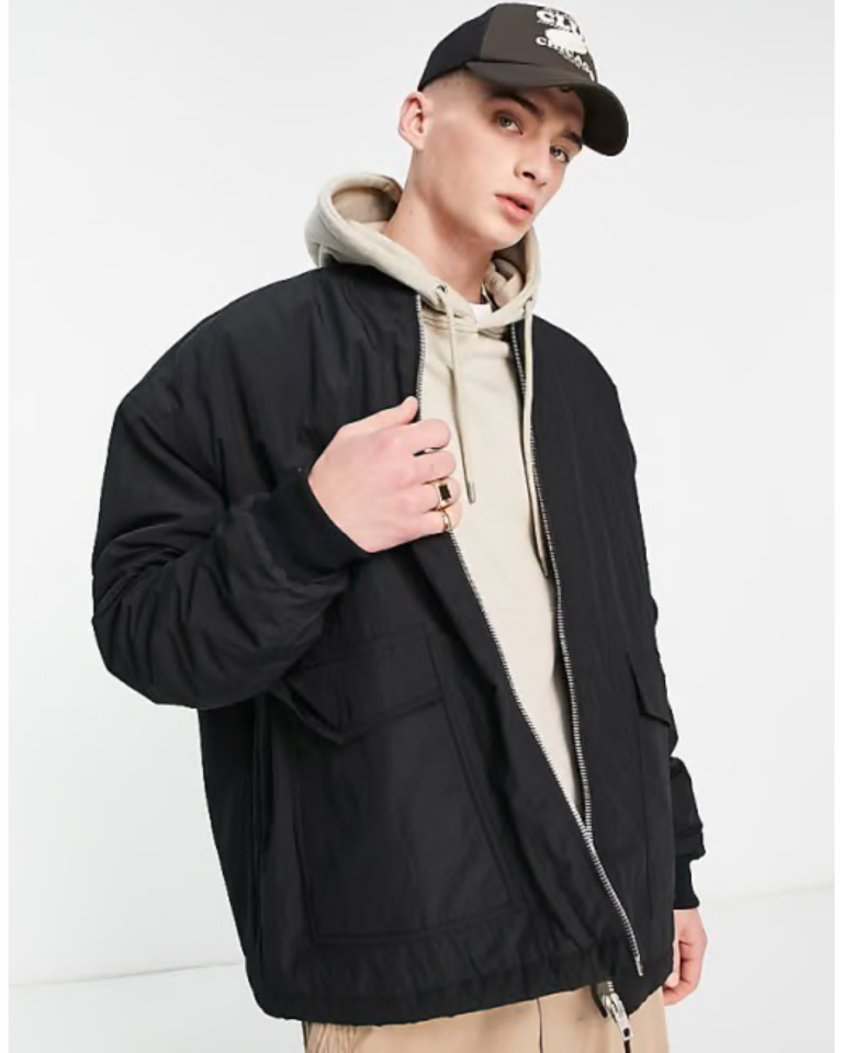 Domov ASOS oversized teplo podšitá pánska bunda čierna