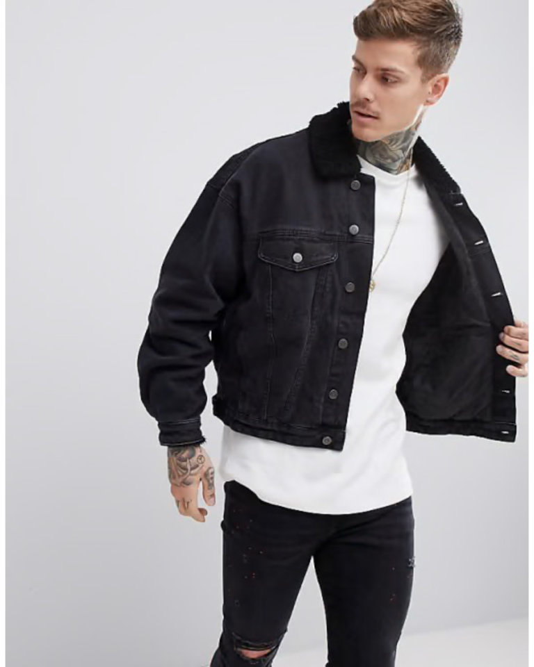 Domov ASOS pánska oversized džínsová bunda čierna