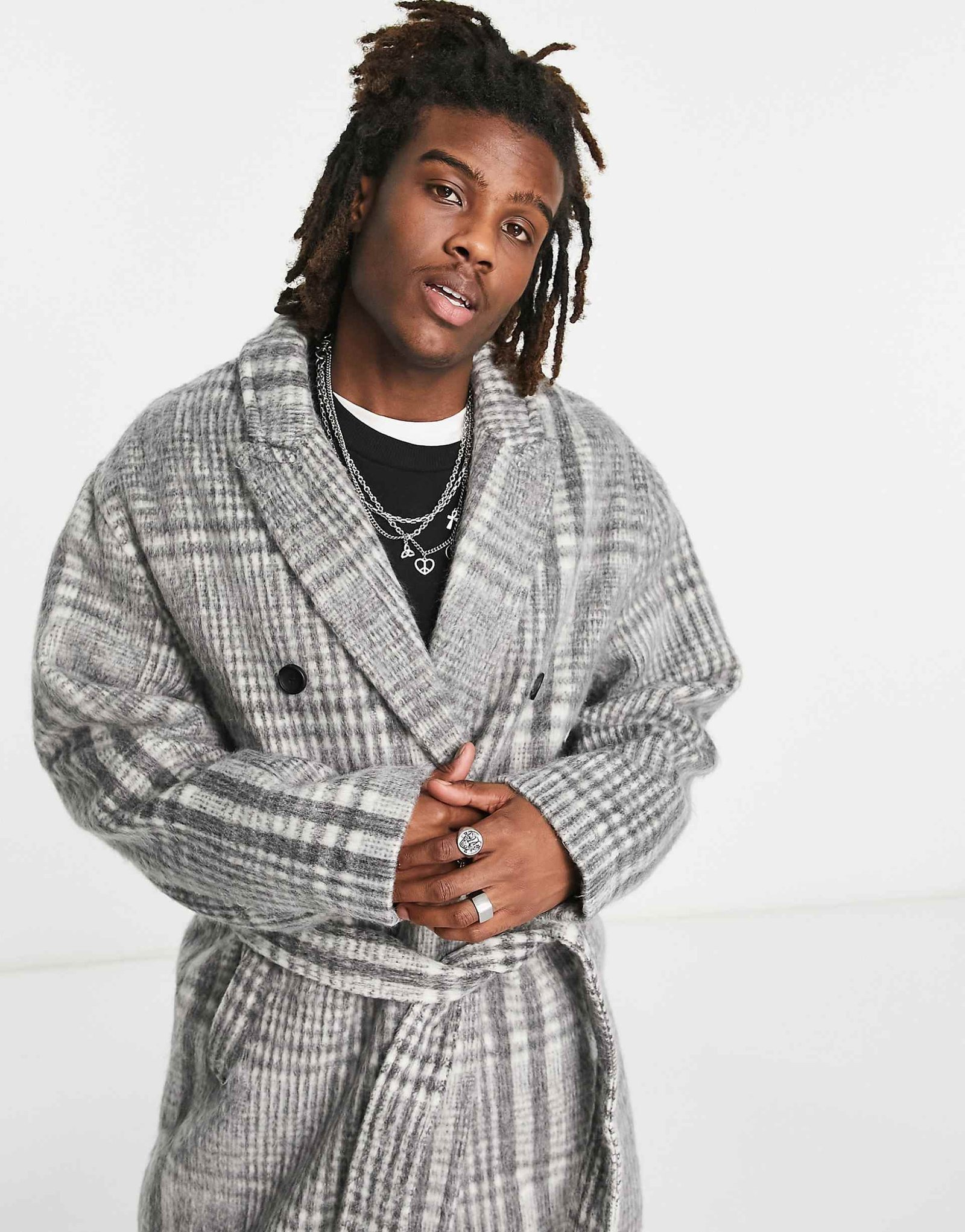 IMG_7346 ASOS kockovaný oversized pánsky kabát – Obrázok 3