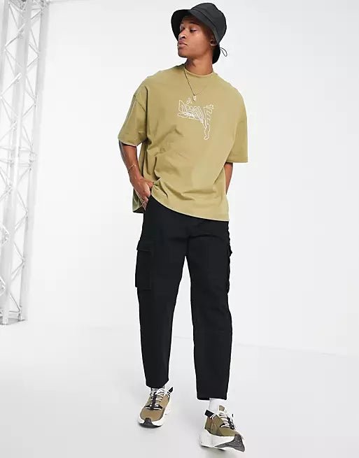 asos3_cdbbee9b-84eb-49b9-a066-279a93504176 ASOS khaki pánske tričko s krátkym rukávom – Obrázok 2