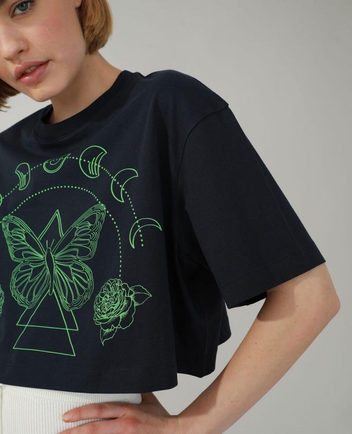 pimkie-cropped-t-shirt-navy-blue-womens-t-shirt-top_6 PIMKIE dámske oversize crop bavlnené tričko na leto – čierna – Obrázok 4
