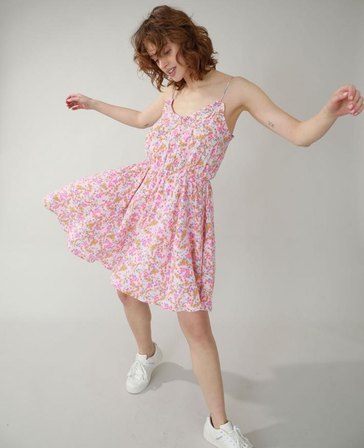 pimkie-flowery-dress-pink-womens-dress_2 PIMKIE ružové mini dámske šaty – Obrázok 3